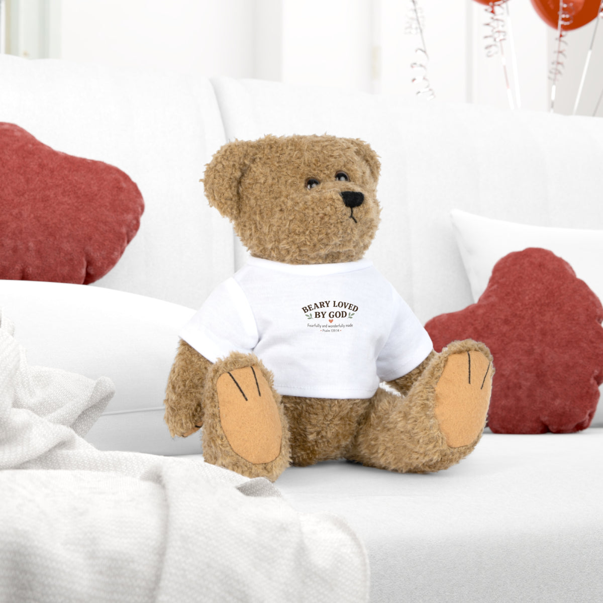 Beary Loved Teddy Bear Plush with Christian T-Shirt – Psalm 139:14