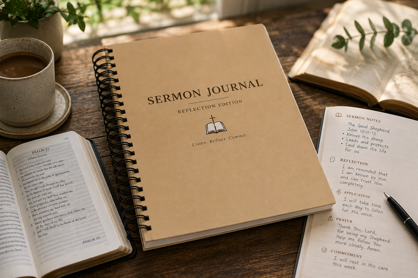 Christian Sermon Journal | Guided Notes, Reflection & Prayer