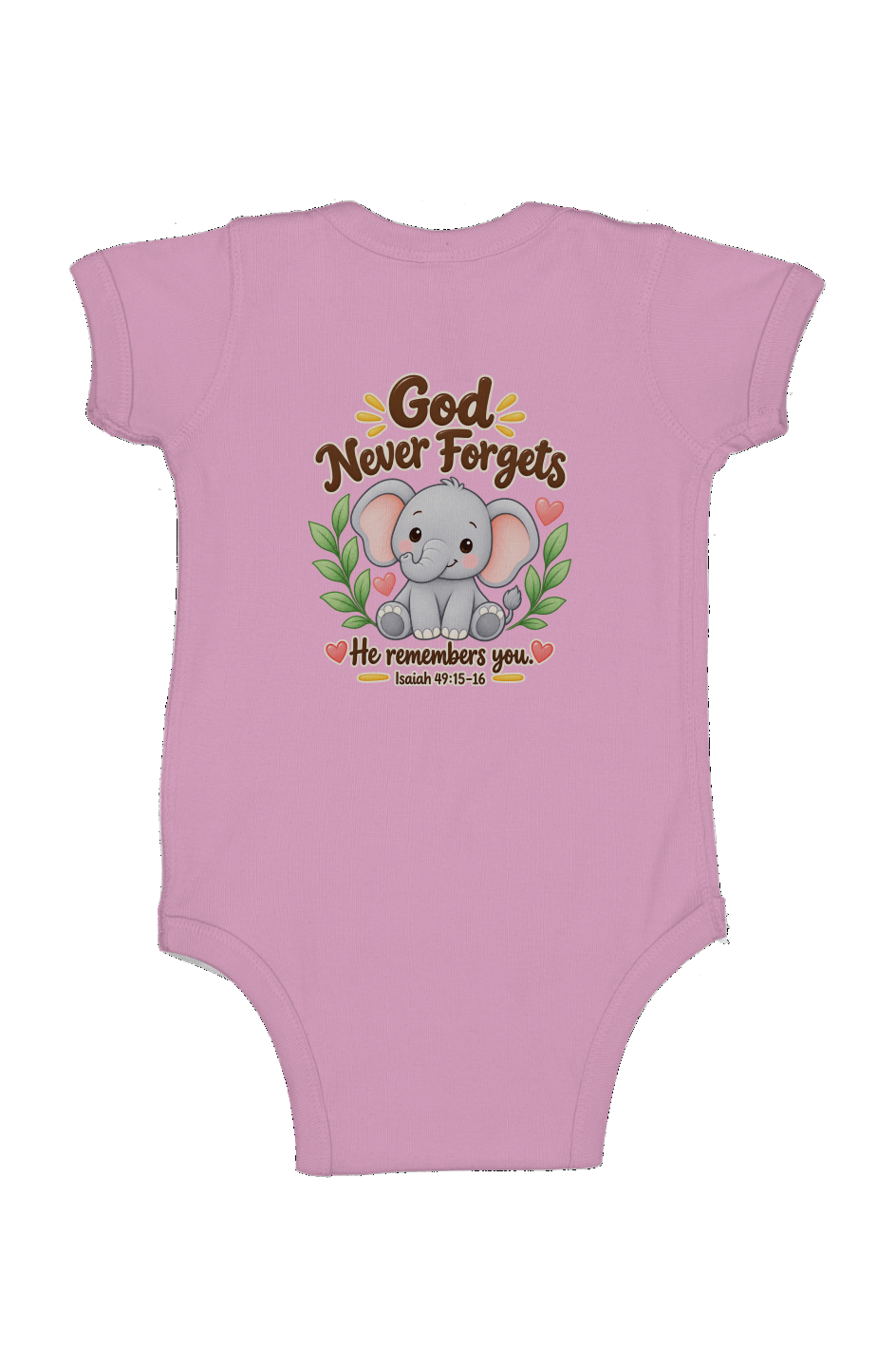 God Never Forgets Elephant Infant Bodysuit Isaiah 49 15 16